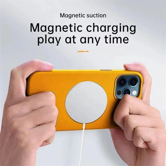 Schlichte magnetische Leder-Handyhülle 13 Phone, Handyhülle mit Magnet für Phone 11 12 13 PRO Max Mini